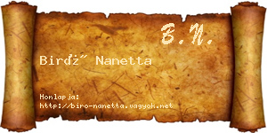 Biró Nanetta névjegykártya